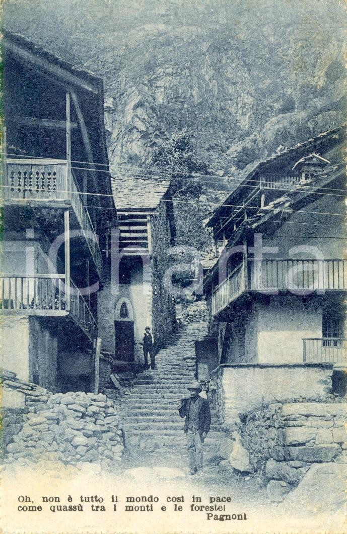 Cartolina originale da collezione 1931 AREA COMASCA Contadini tra le baite del paese *Cartolina ANIMATA FP VG 1