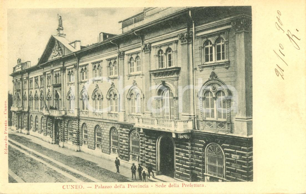 Cartolina originale da collezione 1900 CUNEO Palazzo della Provincia e della Prefettura *Cartolina ANIMATA FP VG 1