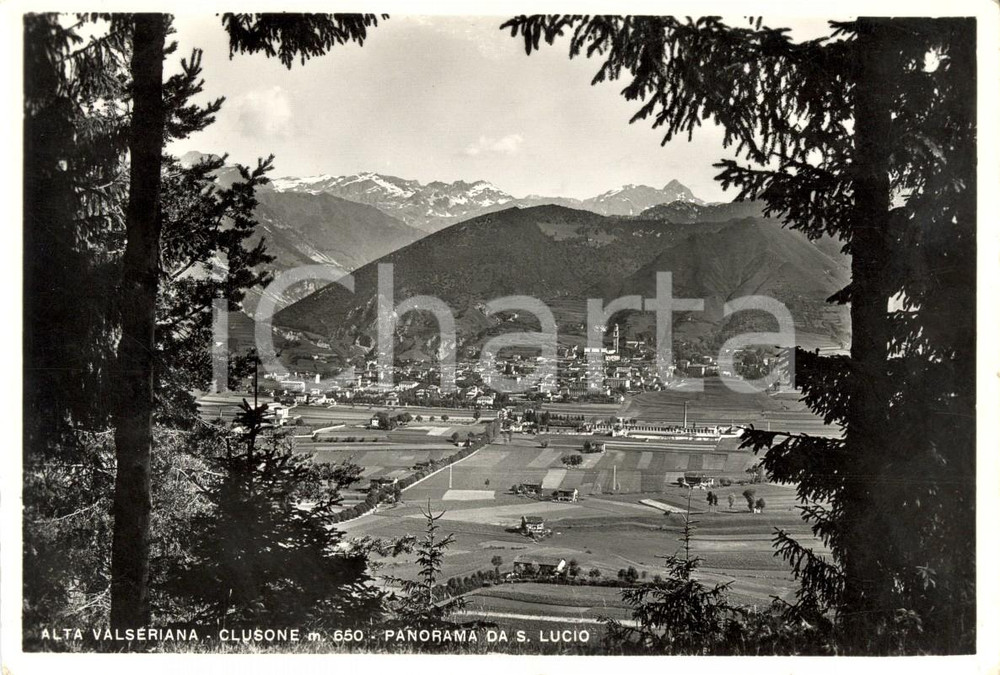 Cartolina originale da collezione 1950 ca CLUSONE (BG) Val SERIANA Panorama da SAN LUCIO *Cartolina postale FG VG 1
