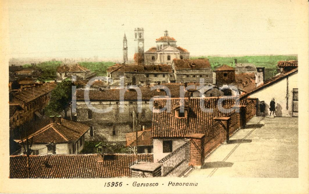 Cartolina originale da collezione 1930 ca GARLASCO (PV) Veduta panoramica del paese *Cartolina postale FP NV 1
