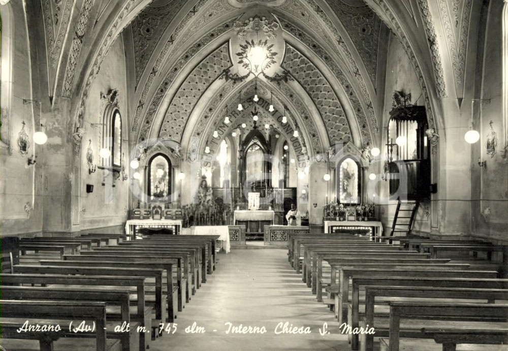 Cartolina originale da collezione 1963 ANZANO DI PUGLIA (FG) Interno della Chiesa di SANTA MARIA *Cartolina FG VG 1