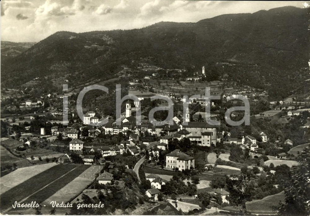 Cartolina originale da collezione 1956 SASSELLO (SV) Veduta panoramica paese e dintorni *Cartolina postale FG VG 1