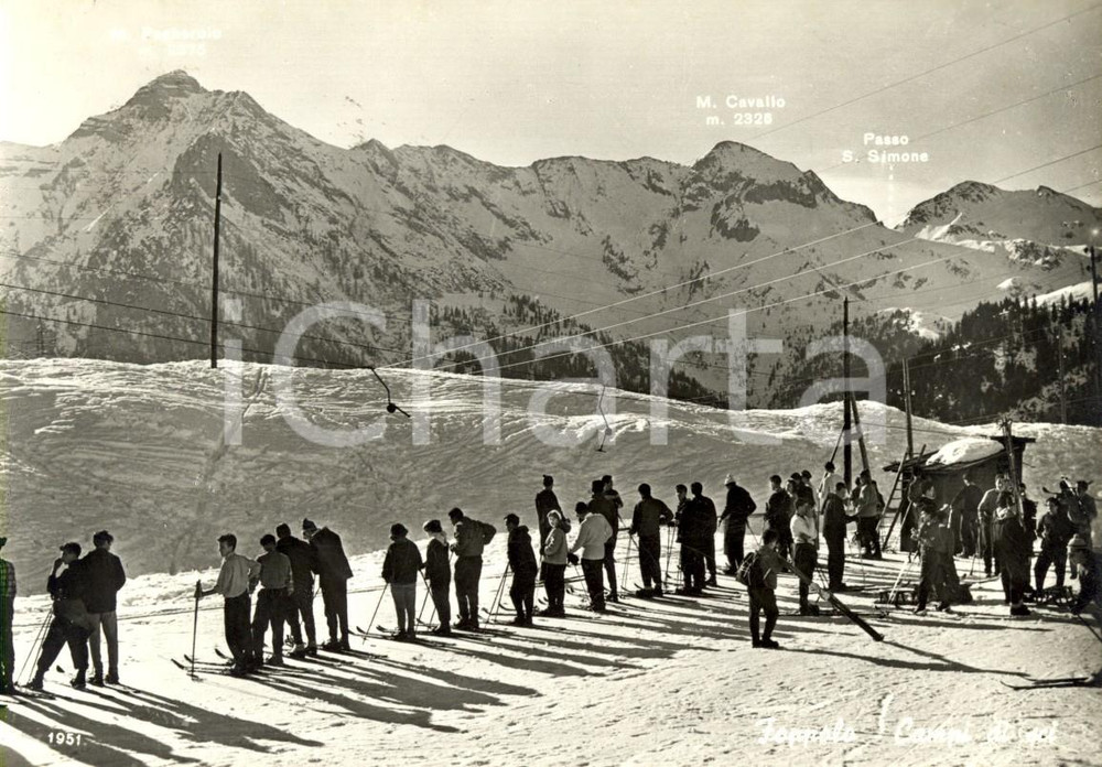 Cartolina originale da collezione 1960 FOPPOLO (BG) PEGHEROLO CAVALLO e SAN SIMONE visti dai campi da sci *ANIMATA 1