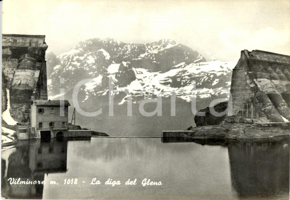 Cartolina originale da collezione 1950 ca VILMINORE DI SCALVE (BG) La diga del GLENO *Cartolina postale FG VG 1