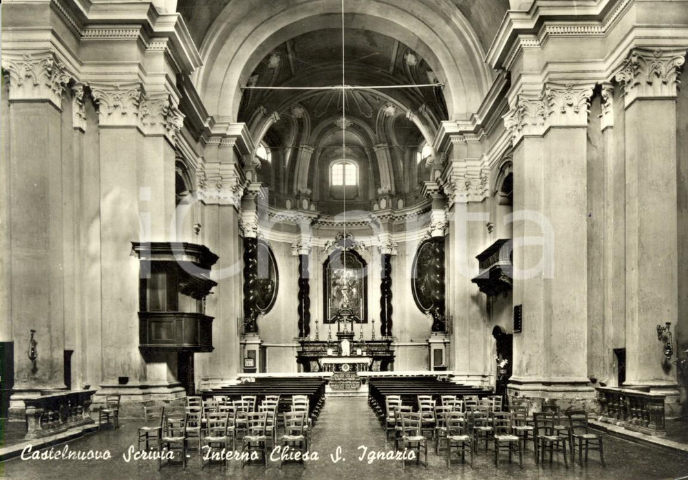 Cartolina originale da collezione 1963 CASTELNUOVO SCRIVIA (AL) Interno Chiesa di SANT'IGNAZIO *Cartolina FG VG 1