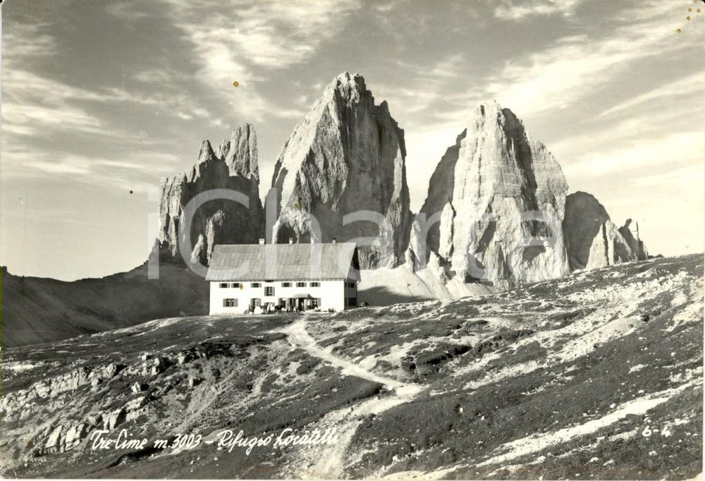 Cartolina originale da collezione 1958 DOBBIACO (BZ) Veduta TRE CIME e Rifugio LOCATELLI *Cartolina postale FG VG 1