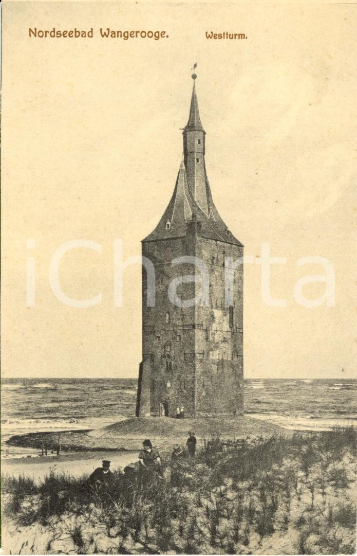 Cartolina originale da collezione 1915 ca NORDSEBAD WANGEROOGE (GERMANIA) Westturm *Cartolina ANIMATA FP NV 1