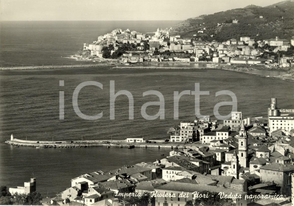 Cartolina originale da collezione 1955 IMPERIA - Riviera dei FIORI Veduta panoramica della cittÃ  *Cartolina FG VG 1
