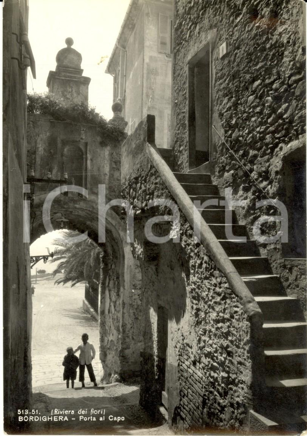 Cartolina originale da collezione 1964 BORDIGHERA (IM) Riviera FIORI Veduta di Porta AL CAPO *Cartolina ANIMATA VG 1