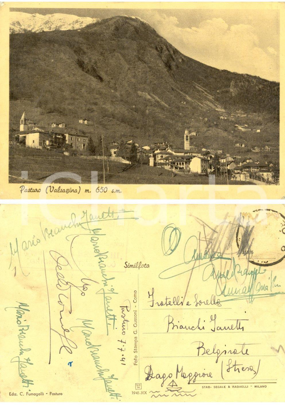 Cartolina originale da collezione 1941 PASTURO LC Veduta panoramica Cartolina Mario BIANCHI JANETTI 1