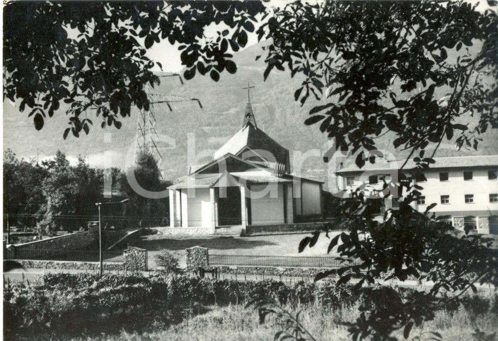 Cartolina originale da collezione 1969 SONDRIO Chiesa del CUORE IMMACOLATO DI MARIA di ENRICO TIRINZONI FG VG 1