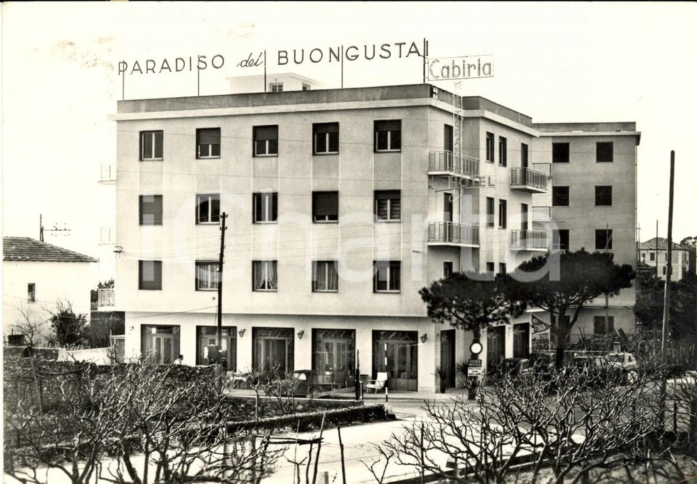 Cartolina originale da collezione 1958 LOANO (SV) Hotel Ristorante CABIRIA giÃ  PARADISO DEI BUONGUSTAI *FG VG 1