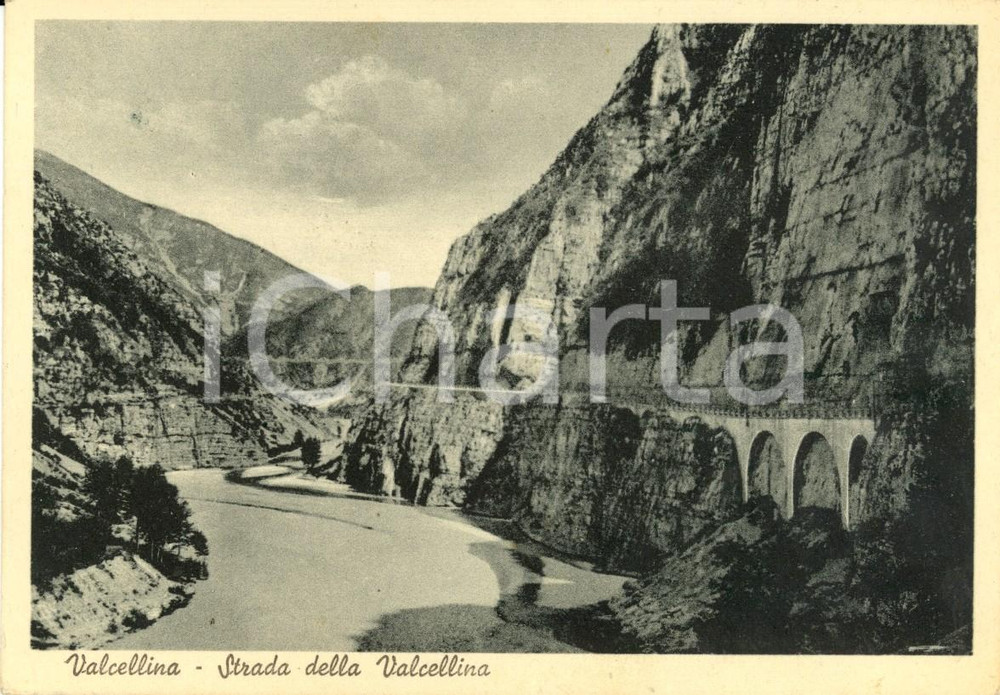 Cartolina originale da collezione 1948 VAL CELLINA PN Veduta strada e torrente CELLINA Cartolina FG VG 1