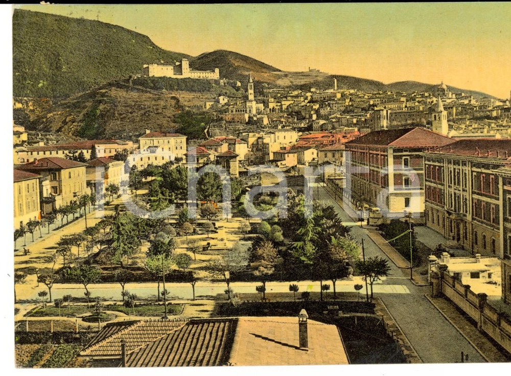 Cartolina originale da collezione 1954 SPOLETO PG Viale MARCONI e Scuola Allievi Sottufficiali Cartolina FG VG 1