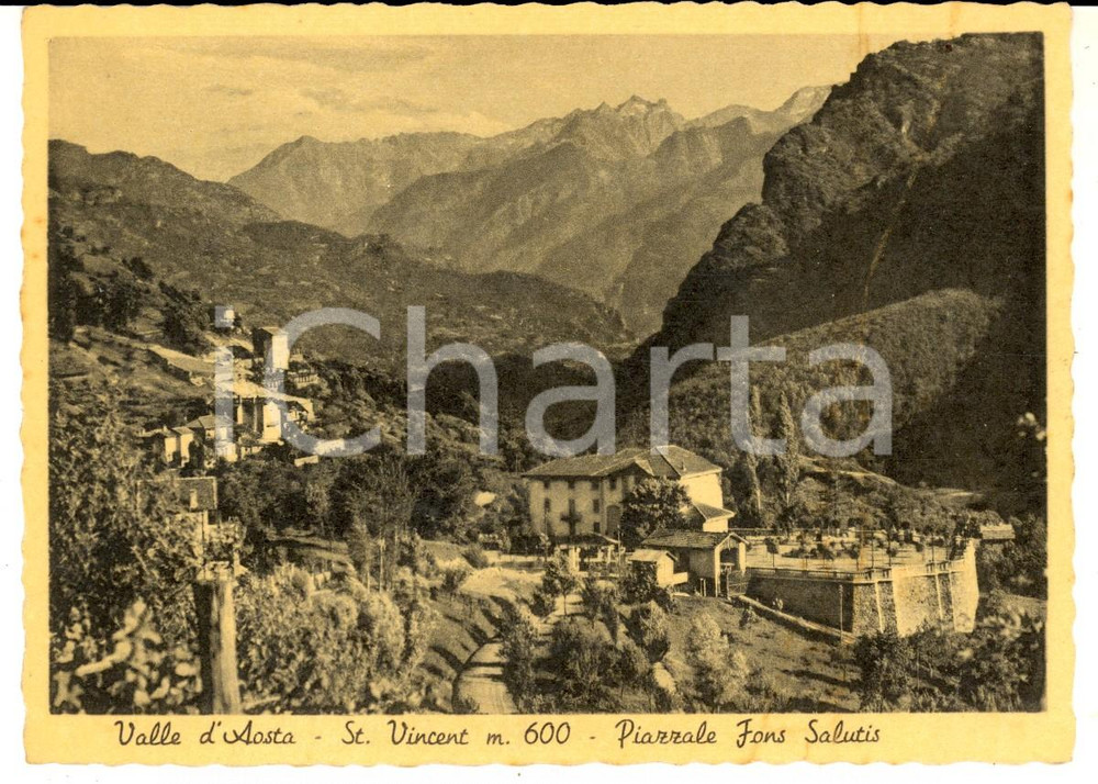 Cartolina originale da collezione 1938 SAINT VINCENT (AO) Piazzale Fons Salutis *Cartolina postale FG VG 1