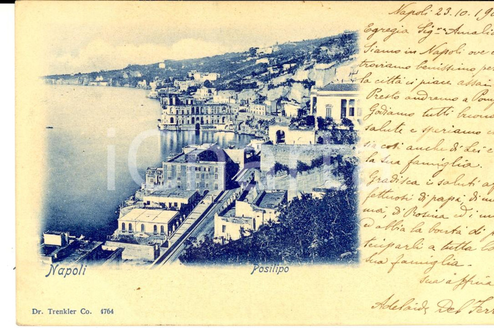 Autografo originale 1900 NAPOLI Posillipo Cartolina postale Adelaide DEL FERRO FP VG 1
