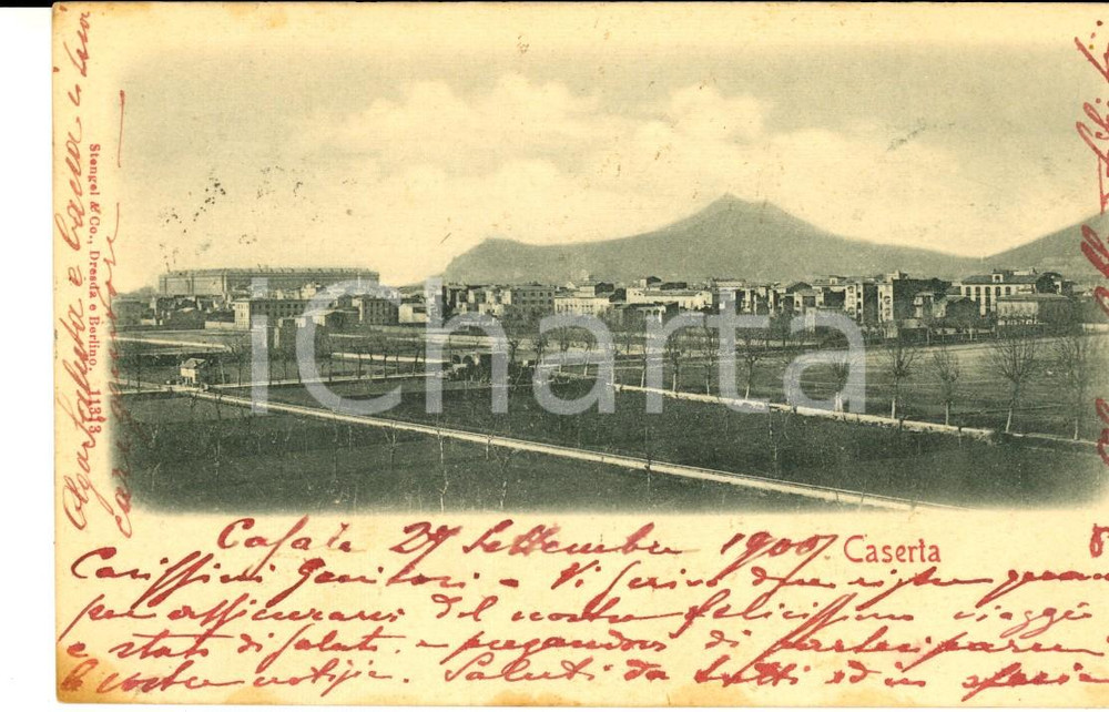 Autografo originale 1900 CASERTA Panorama *Cartolina all'ing. Ettore PACIERI dalla figlia Olga 1
