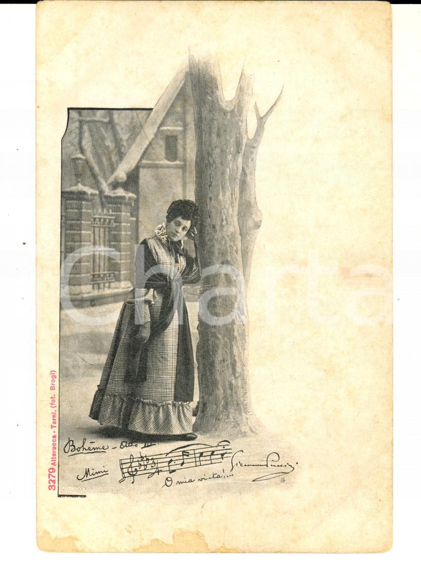 Cartolina originale da collezione 1900 ca LA BOHEME Atto III MIMI  Oh, mia vita! Cartolina LIRICA FP NV 1
