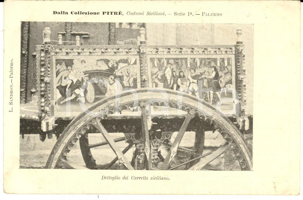 Cartolina originale da collezione 1900 COSTUMI SICILIA Dettagli carretto dipinto  Collezione PITRE  Cartolina 1