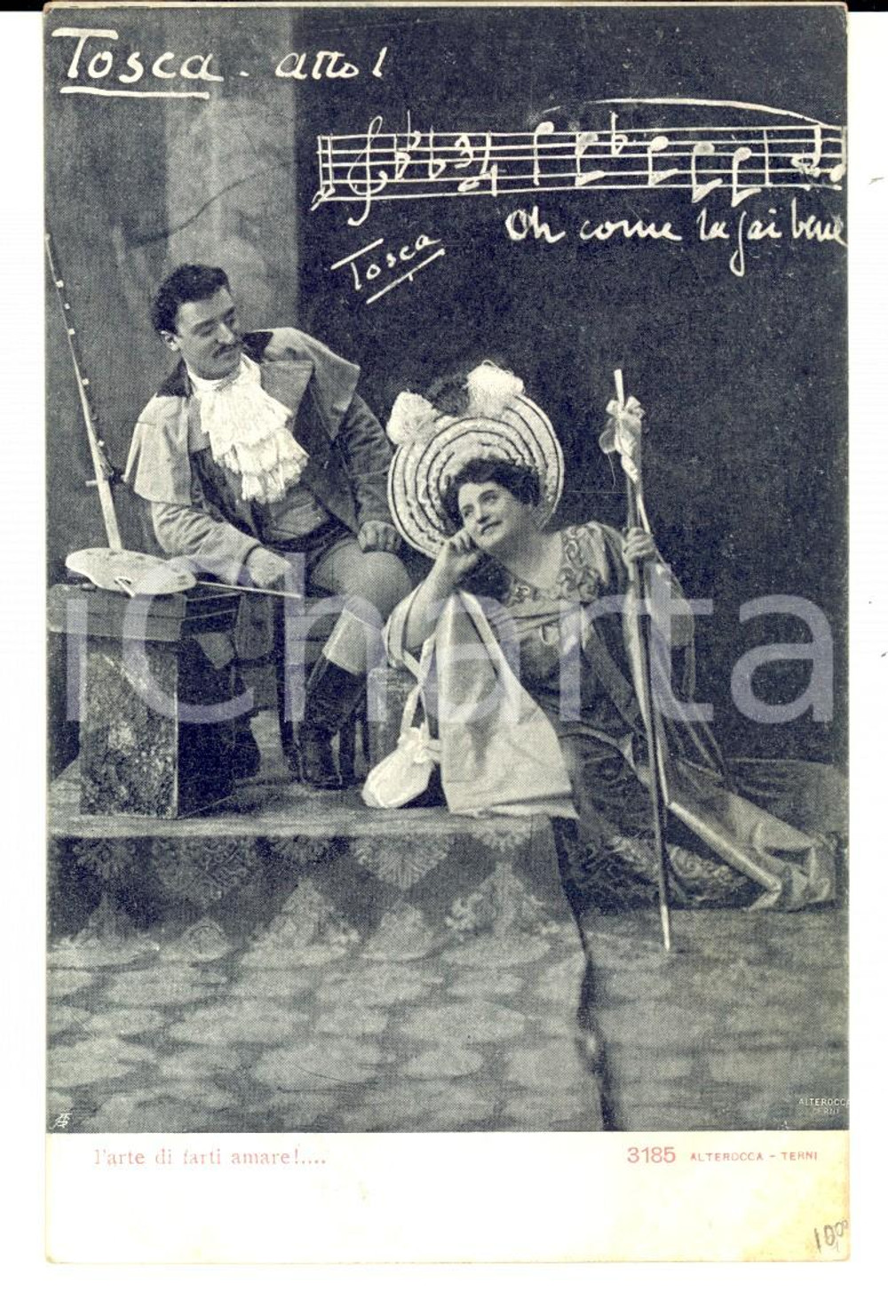 Cartolina originale da collezione 1900 ca TOSCA Atto I L'arte di farti amare *Cartolina postale LIRICA FP NV 1