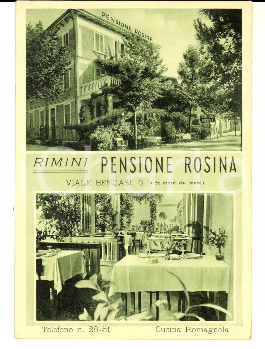 Cartolina originale da collezione 1950 ca RIMINI Pensione ROSINA Cucina Romagnola Cartolina TURISMO FG NV 1
