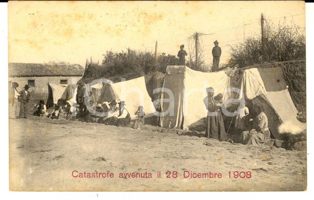 Cartolina originale da collezione 1908 TERREMOTO REGGIO CALABRIA Sopravvissuti accampati nelle tende *Cartolina 1