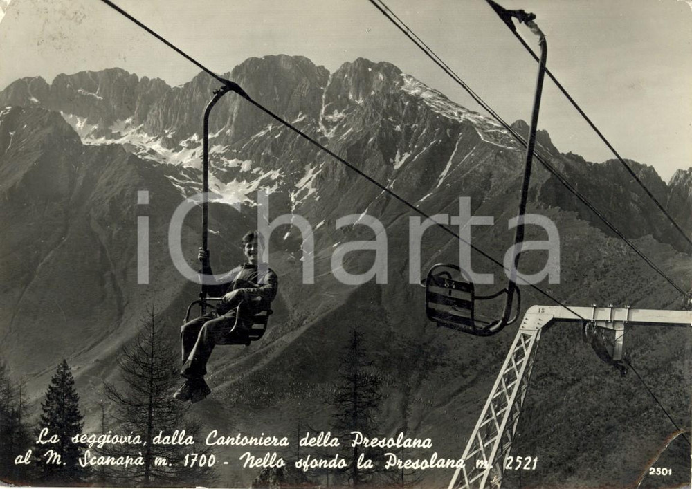 Cartolina originale da collezione 1958 CANTONIERA DELLA PRESOLANA (BG) Funivia per Monte SCANAPE' *Cartolina FG VG 1