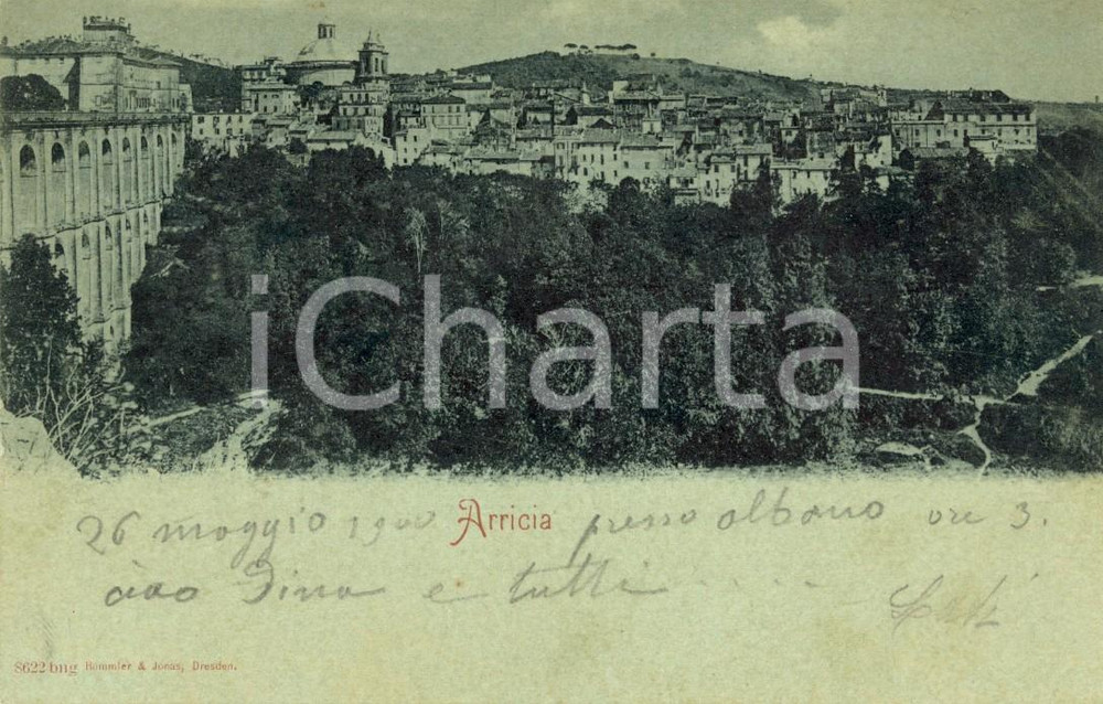 Cartolina originale da collezione 1900 ARICCIA (ROMA) Veduta panoramica del paese *Cartolina postale FP VG 1