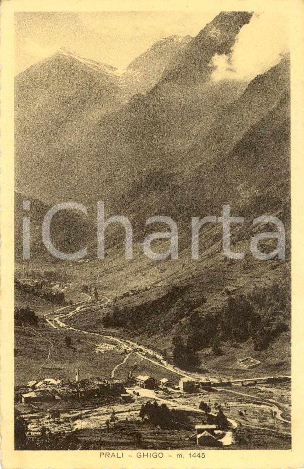 Cartolina originale da collezione 1941 PRALI (TO) Veduta frazione GHIGO e vallata *Cartolina postale FP VG 1