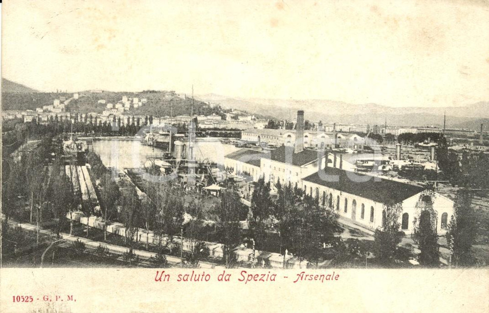Cartolina originale da collezione 1910 ca LA SPEZIA Veduta panoramica dell'ARSENALE *Cartolina postale FP NV 1