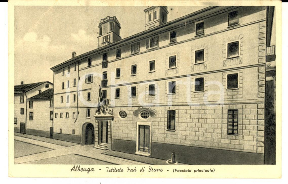 Cartolina originale da collezione 1930 ca ALBENGA SV Facciata istituto FAA  DI BRUNO Cartolina postale FP NV 1