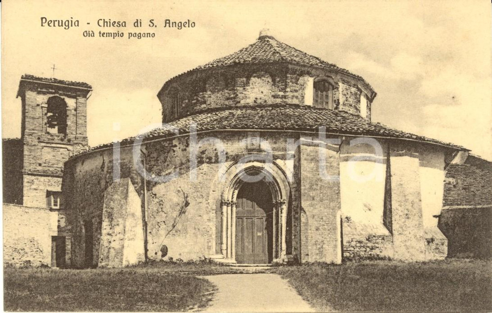 Cartolina originale da collezione 1915 ca PERUGIA Veduta della Chiesa di SANT'ANGELO *Cartolina FP NV 1