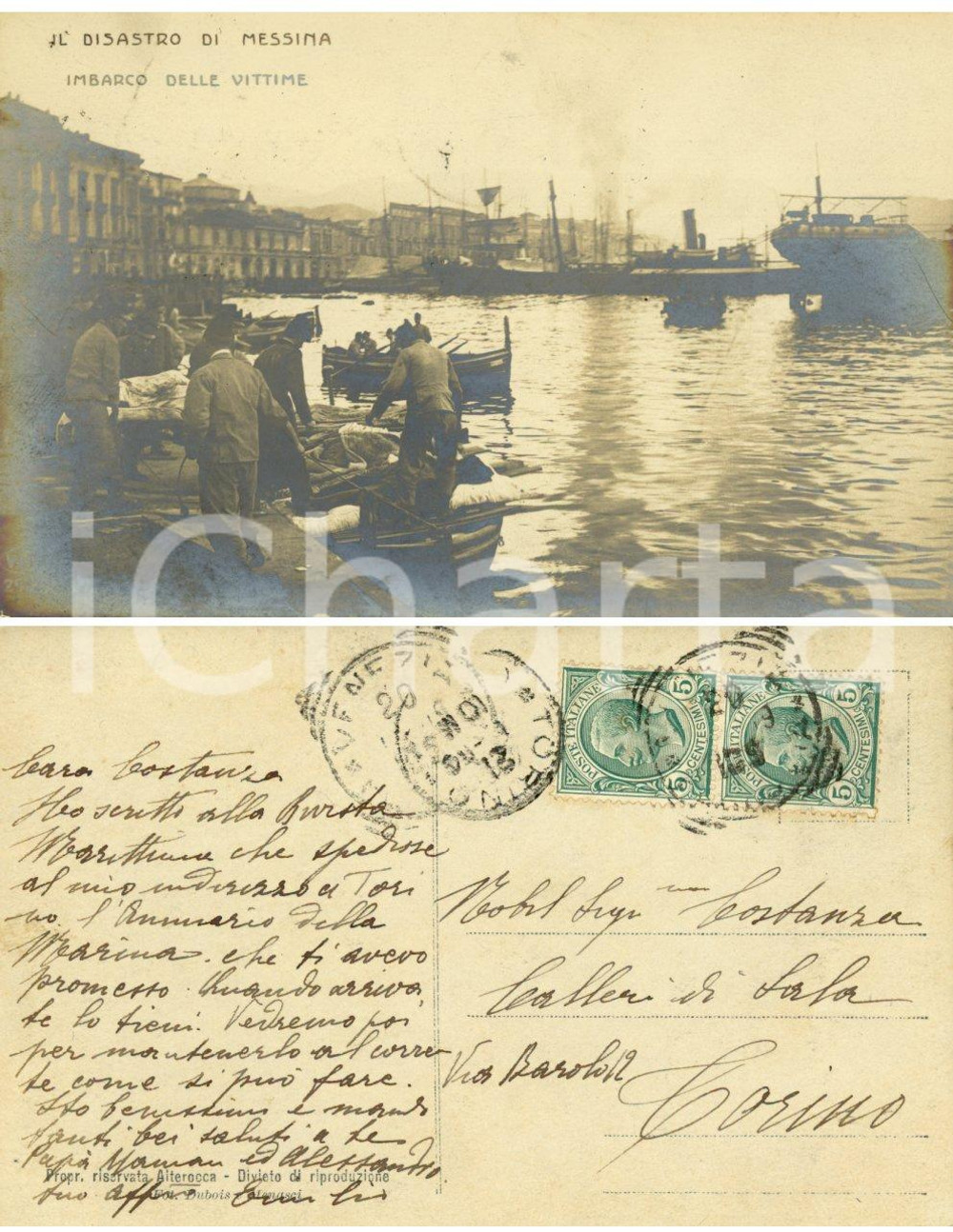 Autografo originale 1919 MESSINA Imbarco vittime terremoto *Autografo conte Emilio CALLERI DI SALA 1