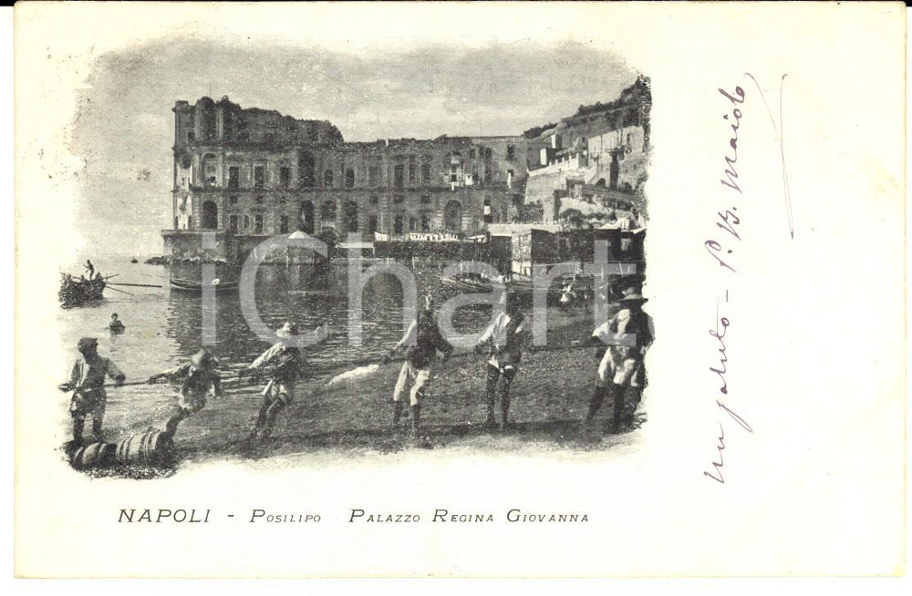Cartolina originale da collezione 1900 ca NAPOLI Palazzo REGINA GIOVANNA *Padre MAIOLO a mons. Giuseppe ZANI 1