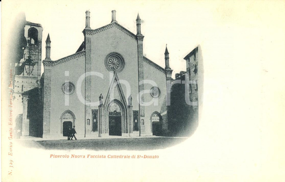 Cartolina originale da collezione 1900 ca PINEROLO (TO) Nuova facciata Cattedrale di SAN DONATO *Cartolina FP NV 1