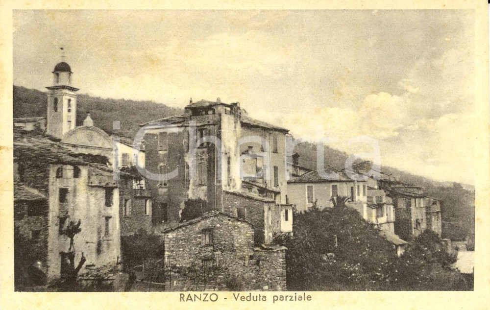 Cartolina originale da collezione 1930 ca RANZO (IM) Veduta parziale del paese con campanile *Cartolina FP NV 1
