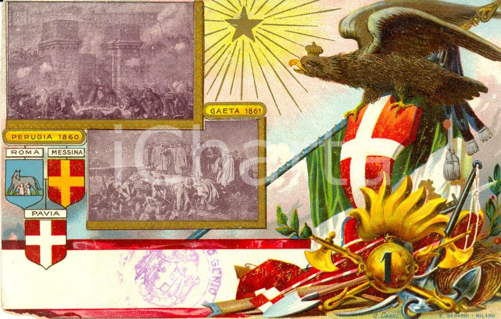 Cartolina originale da collezione 1900 ca REGIO ESERCITO 1Â° Reggimento GENIO *Cartolina Illustrata FP NV 1