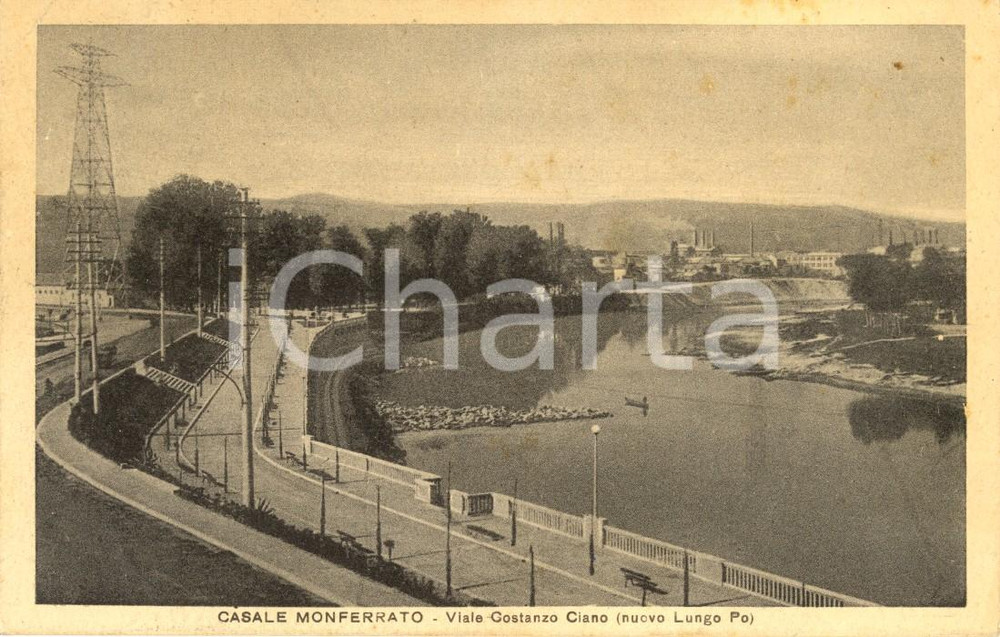 Cartolina originale da collezione 1941 CASALE MONFERRATO AL Viale Costanzo CIANO lungo fiume PO Cartolina FP VG 1
