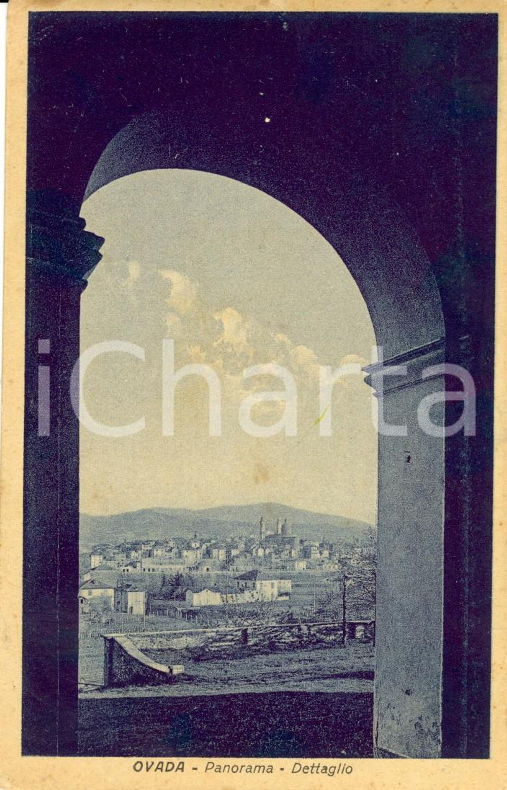 Cartolina originale da collezione 1930 OVADA (AL) Scorcio del paese e delle campagne *Cartolina FP VG 1