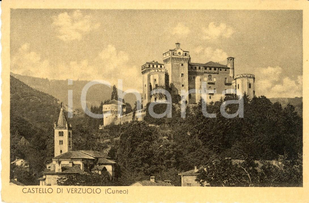 Cartolina originale da collezione 1940 ca VERZUOLO CN Veduta panoramica del castello Cartolina FP NV 1