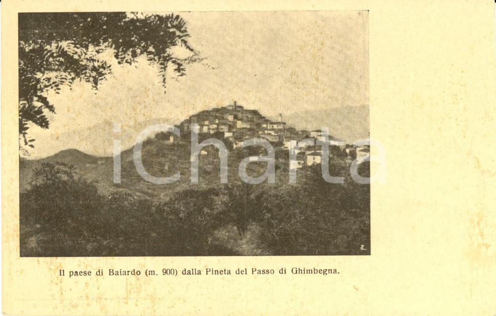 Cartolina originale da collezione 1910 ca BAIARDO (IM) Il paese visto da pineta Passo GHIMBEGNA *Cartolina FP NV 1