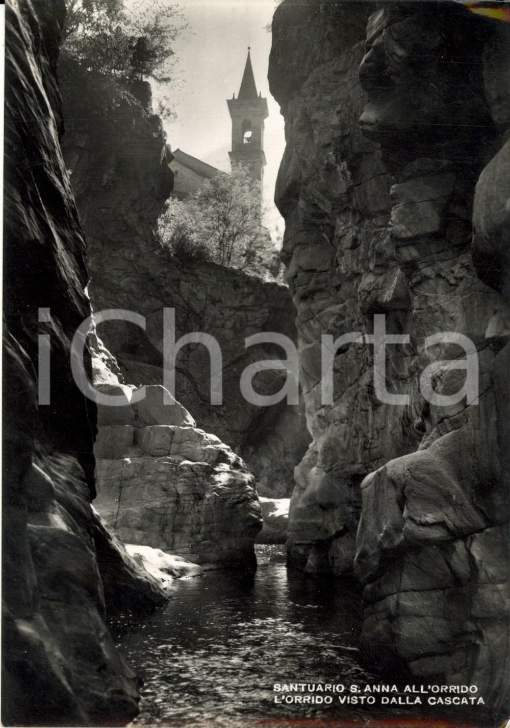 Cartolina originale da collezione 1950 ca CANNOBIO (VB) Santuario SANT'ANNA a TRAFFIUME visto da orrido *Cartolina 1