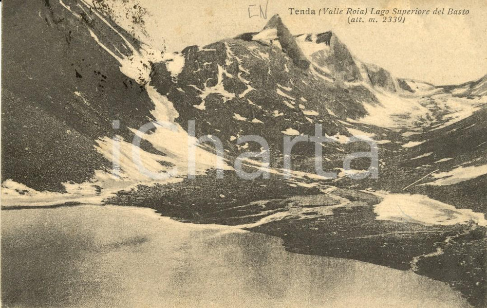 Cartolina originale da collezione 1924 COLLE TENDA CN Lago superiore del BASTO in Valle ROIA Cartolina FP VG 1