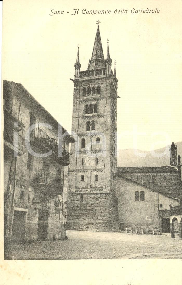 Cartolina originale da collezione 1900 ca SUSA TO Veduta campanile Cattedrale di SAN GIUSTO Cartolina FP NV 1