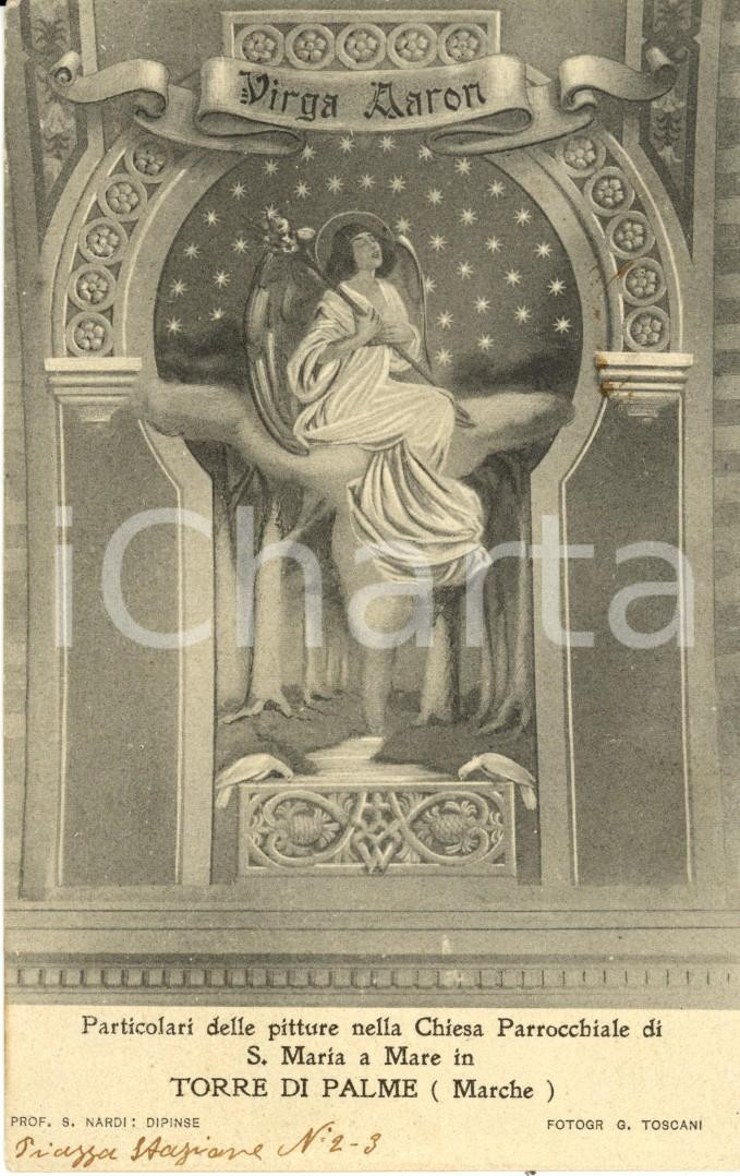 Cartolina originale da collezione 1915 ca TORRE DI PALME FM Affresco Chiesa di SANTA MARIA a MARE Cartolina FP 1