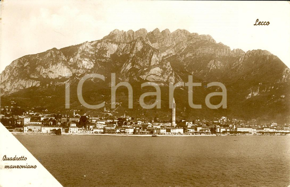 Cartolina originale da collezione 1941 LECCO Panorama della cittÃ  dal lago con sfondo RESEGONE Cartolina FP VG 1