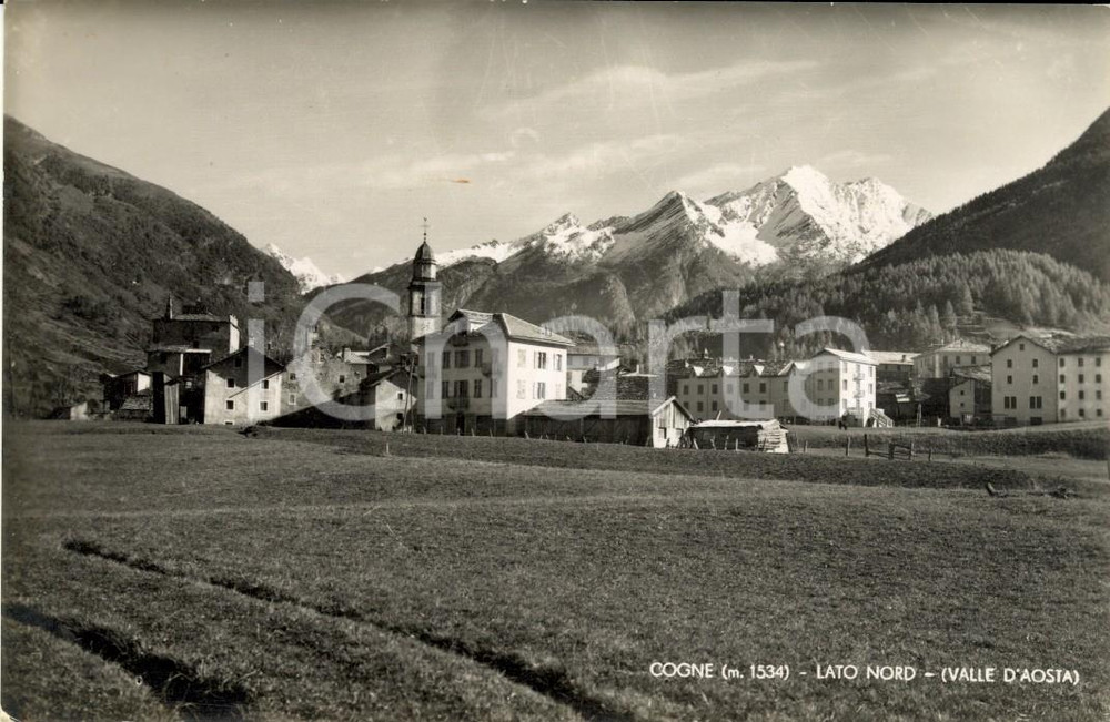 Cartolina originale da collezione 1950 ca COGNE (AO) VALNONTEY Veduta del paese dal lato nord *Cartolina FP NV 1