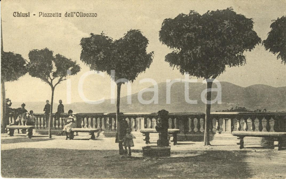 Cartolina originale da collezione 1922 CHIUSI SI Veduta della Piazzetta dell OLIVAZZO Cartolina ANIMATA FP VG 1
