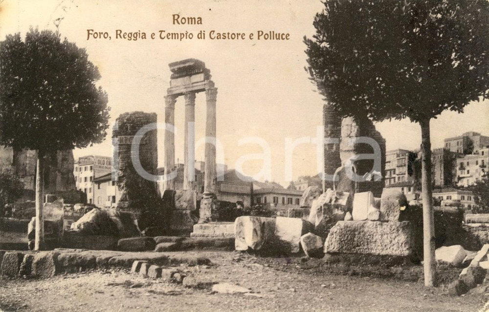 Cartolina originale da collezione 1916 ROMA Il Foro con la Reggia e il Tempio CASTORE e POLLUCE *Cartolina FP VG 1