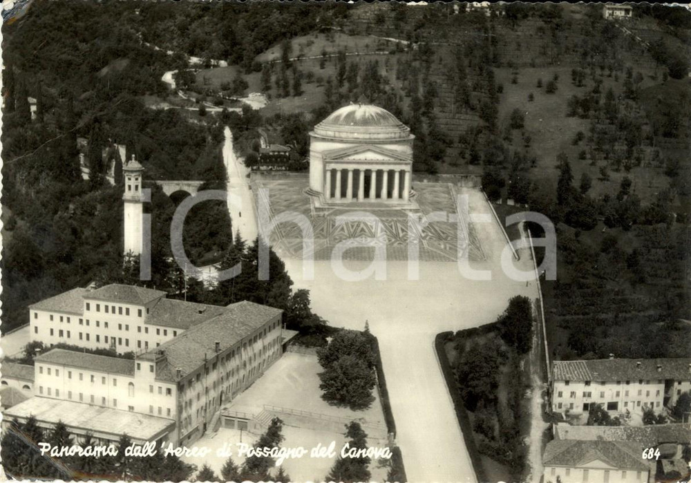 Cartolina originale da collezione 1960 POSSAGNO (TV) Veduta area del Museo Gipsoteca del CANOVA  *Cartolina FG VG 1